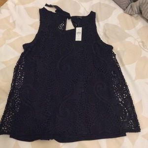 NWT, LOFT, Black Lace, Open-Back Sleeveless,  L.